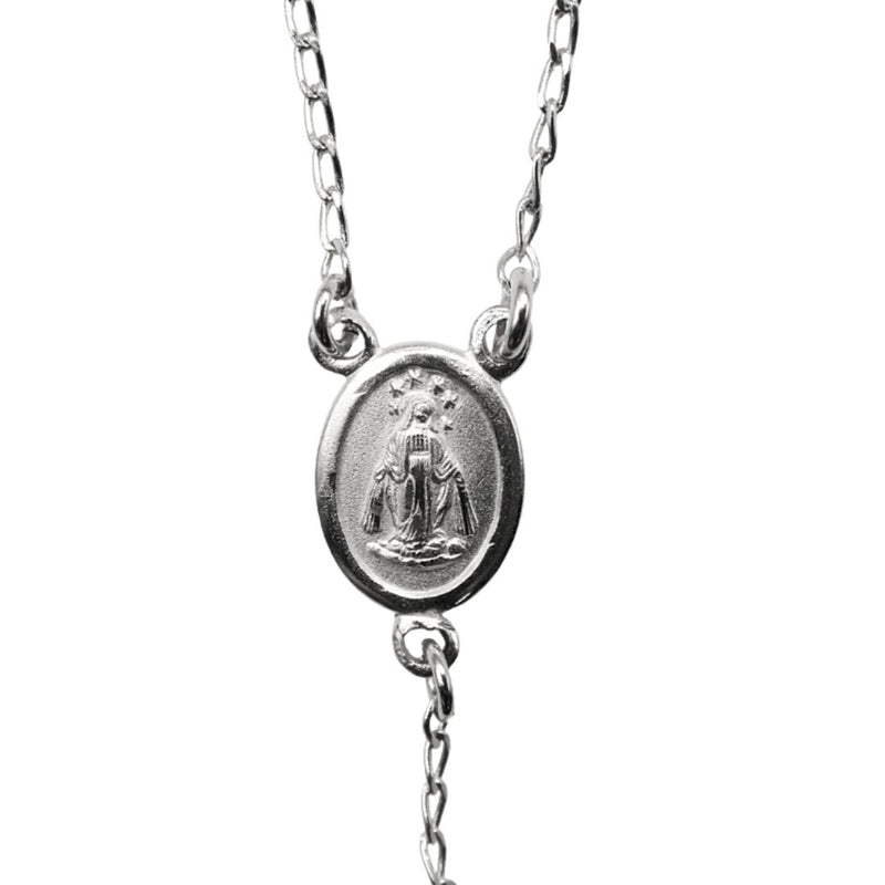 Silver Miraculous Medal Rosary Necklace - Guadalupe Gifts
