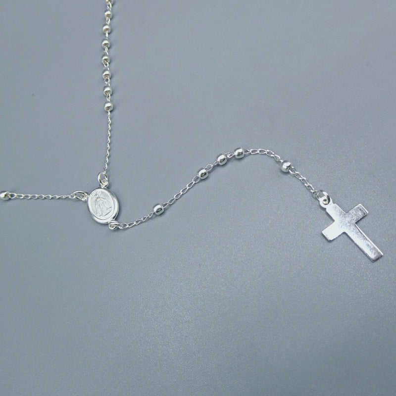 Silver Miraculous Medal Rosary Necklace - Guadalupe Gifts