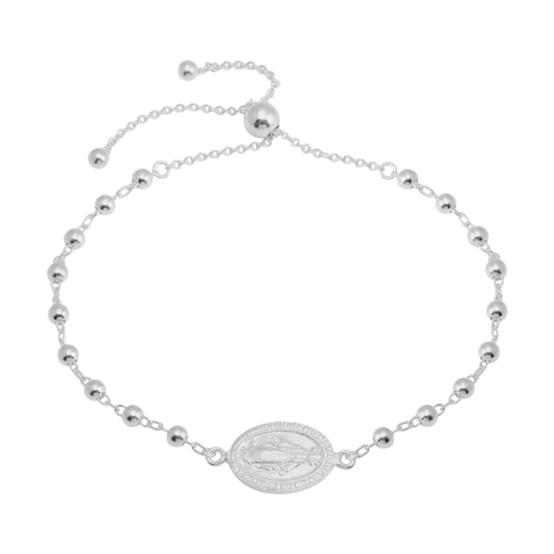 Silver Miraculous Medal Slider Bracelet - Guadalupe Gifts