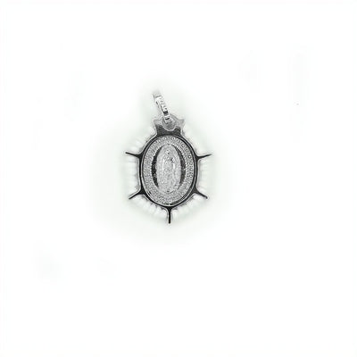 Silver Our Lady of Guadalupe Pendant w/ Pearls - Guadalupe Gifts
