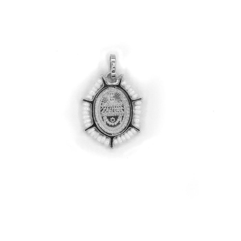 Silver Our Lady of Guadalupe Pendant w/ Pearls - Guadalupe Gifts
