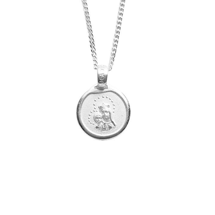 Silver Our Lady of Mount Carmel Round Necklace - Guadalupe Gifts