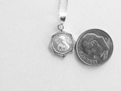Silver Perpetual Help Ornate Necklace - Guadalupe Gifts