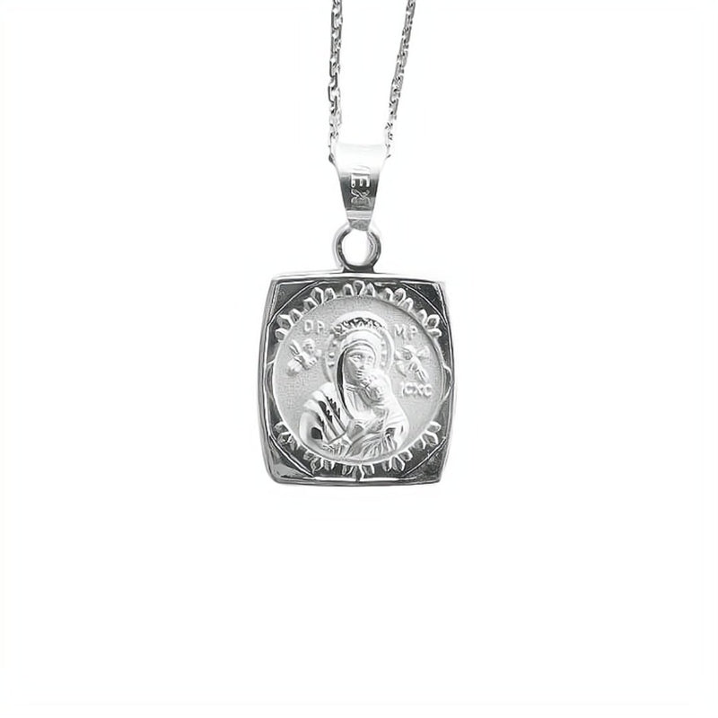 Silver Perpetual Help Square Necklace - Guadalupe Gifts