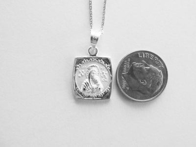 Silver Perpetual Help Square Necklace - Guadalupe Gifts