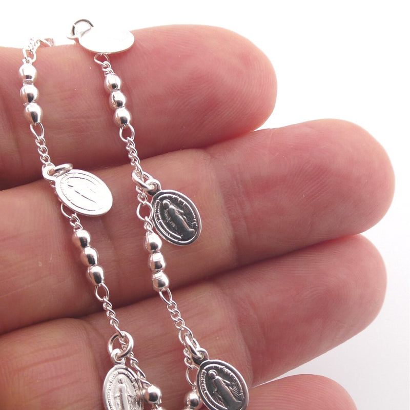 Silver-Plated Bracelet with Our Lady of Grace Charms - Guadalupe Gifts