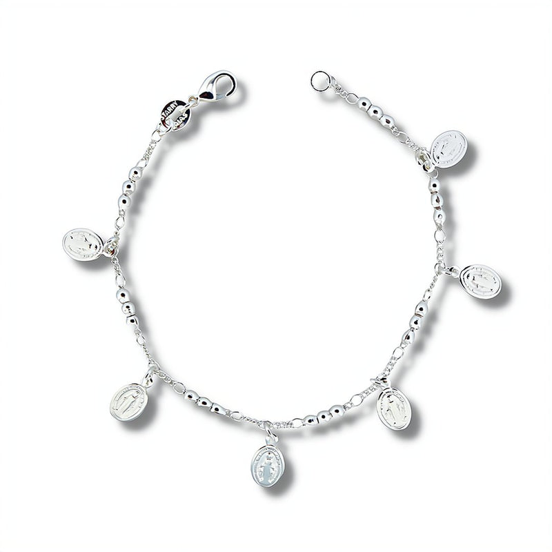 Silver-Plated Bracelet with Our Lady of Grace Charms - Guadalupe Gifts