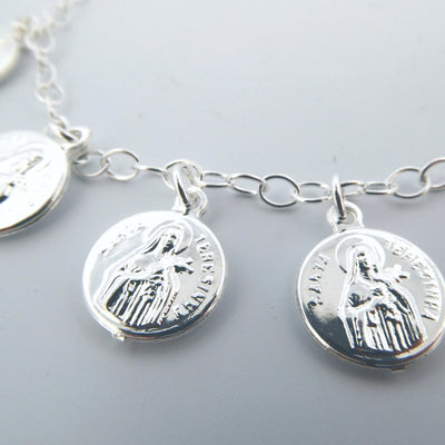 Silver-Plated Bracelet with St Therese of Lisieux Medals - Guadalupe Gifts