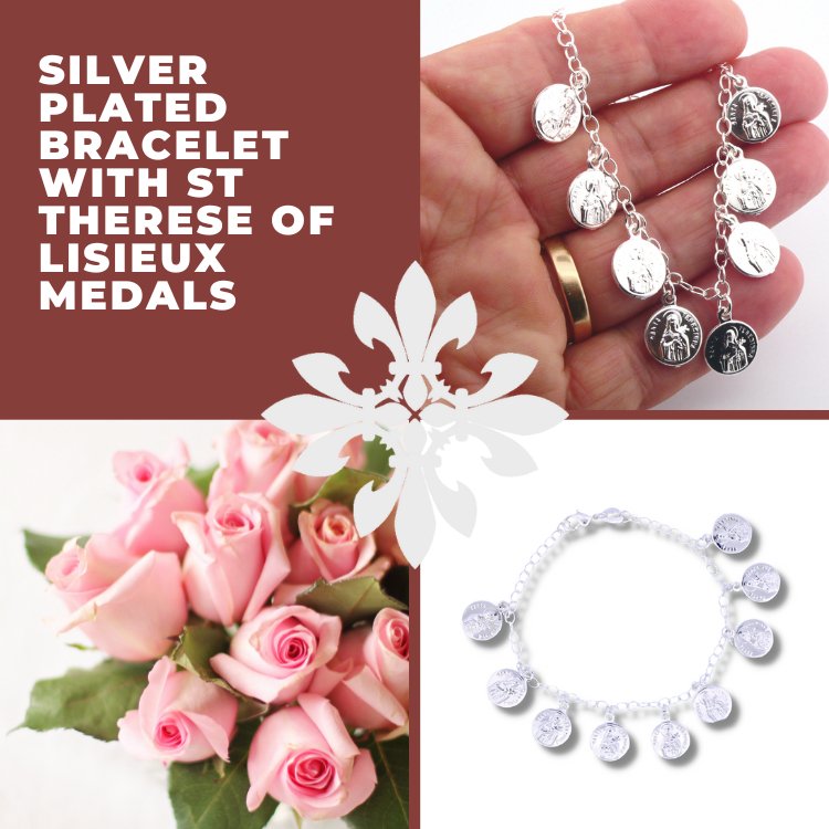 Silver-Plated Bracelet with St Therese of Lisieux Medals - Guadalupe Gifts