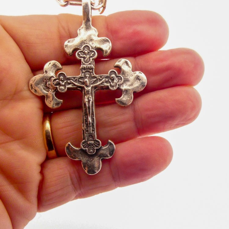 Silver-Plated Byzantine Cross Chain Necklace - Guadalupe Gifts