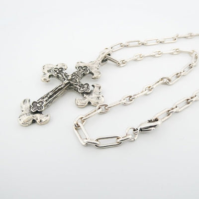 Silver-Plated Byzantine Cross Chain Necklace - Guadalupe Gifts