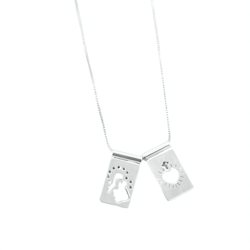 Silver-Plated Cutout Scapular Necklace - Guadalupe Gifts