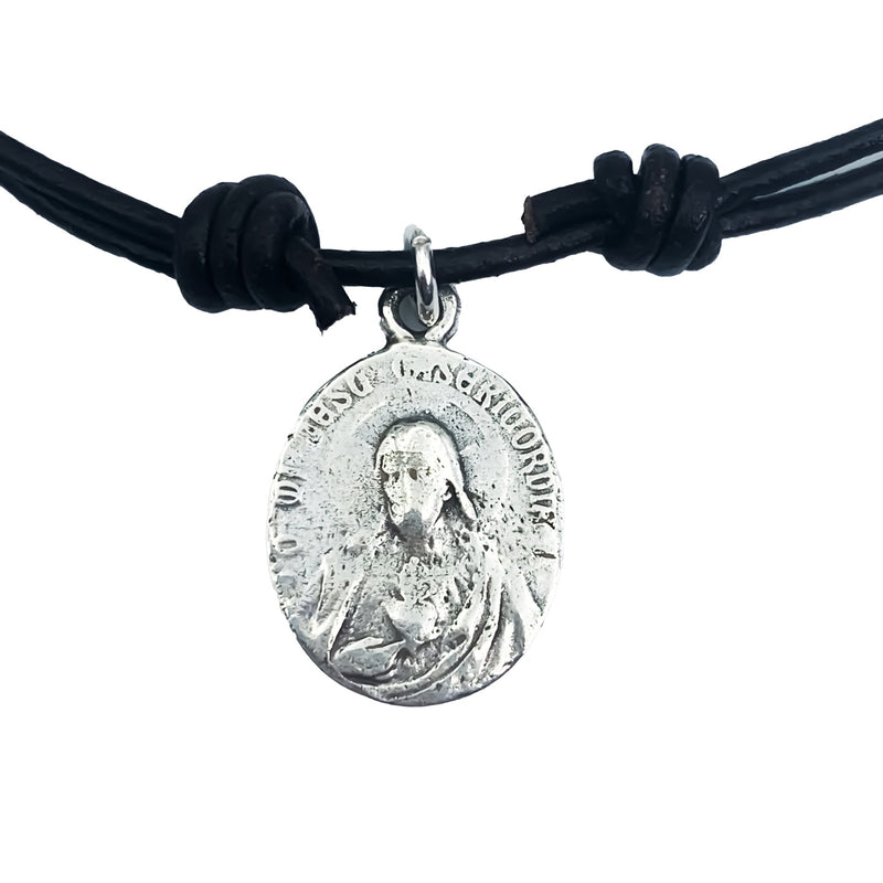 Silver-Plated Lady of Carmel Scapular Velvet Necklace - Guadalupe Gifts