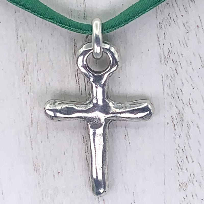 Silver-Plated Life Cross Velvet Necklace - Guadalupe Gifts