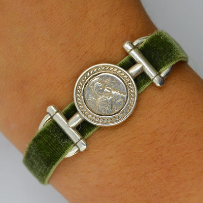 Silver-Plated Our Lady of Perpetual Help Velvet Bracelet - Guadalupe Gifts