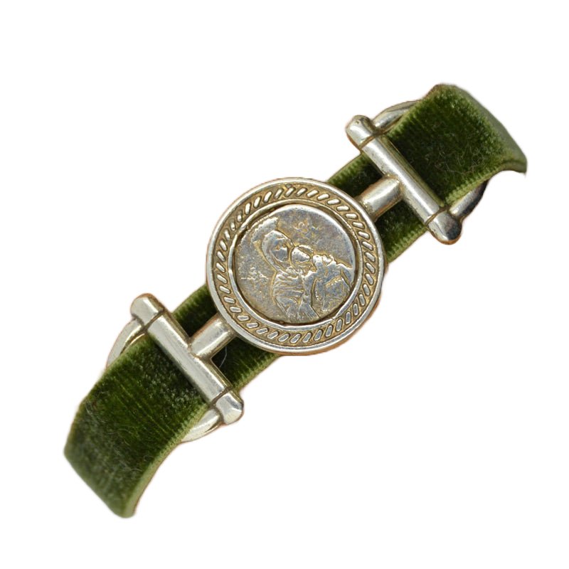 Silver-Plated Our Lady of Perpetual Help Velvet Bracelet - Guadalupe Gifts