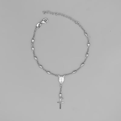 Silver-Plated Rosary Bracelet with Our Lady of Grace Medal - Guadalupe Gifts