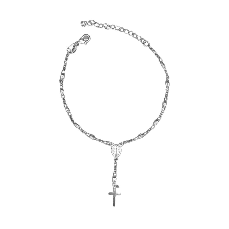 Silver-Plated Rosary Bracelet with Our Lady of Grace Medal - Guadalupe Gifts