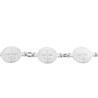 Silver-Plated St Benedict Coins Bracelet - Guadalupe Gifts