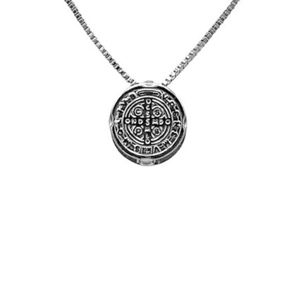 Silver-Plated St Benedict Medal Necklace - Guadalupe Gifts