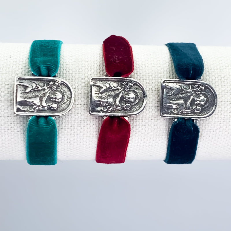 Silver-Plated St Joseph & Christ Velvet Bracelet - Guadalupe Gifts