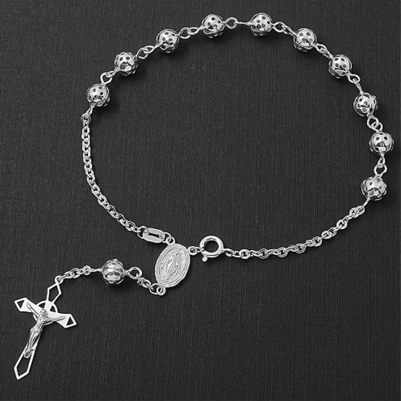 Silver Rosary Bracelet of the Miraculous Medal with Filigree Beads - Guadalupe Gifts