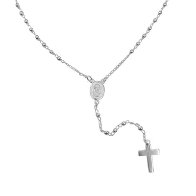 Silver Rosary Necklace with Scapular - Guadalupe Gifts