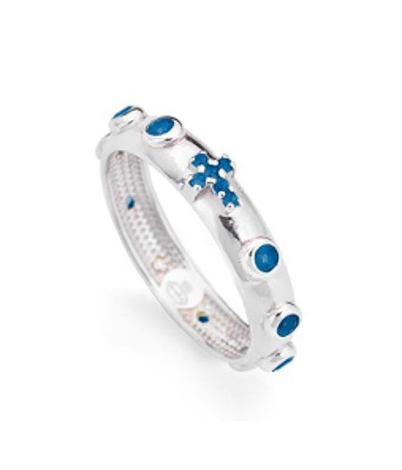 Silver Rosary Ring w/ Blue Zirconias - Guadalupe Gifts
