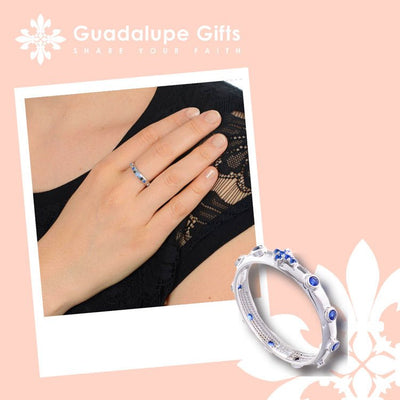 Silver Rosary Ring w/ Blue Zirconias - Guadalupe Gifts