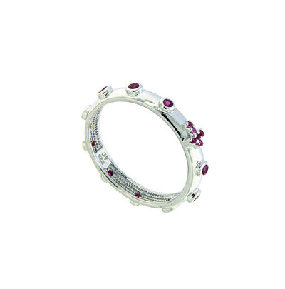 Silver Rosary Ring w/ Pink Zirconias - Guadalupe Gifts