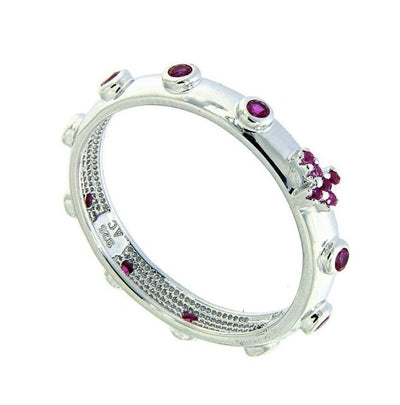 Silver Rosary Ring w/ Pink Zirconias - Guadalupe Gifts