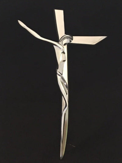 Silver Serpentine Wall Crucifix - 18" - Guadalupe Gifts