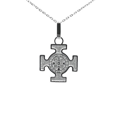 Silver St Benedict Medal Cross Necklace - Guadalupe Gifts