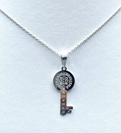 Silver St Benedict Medal Key Petite Medal - Guadalupe Gifts