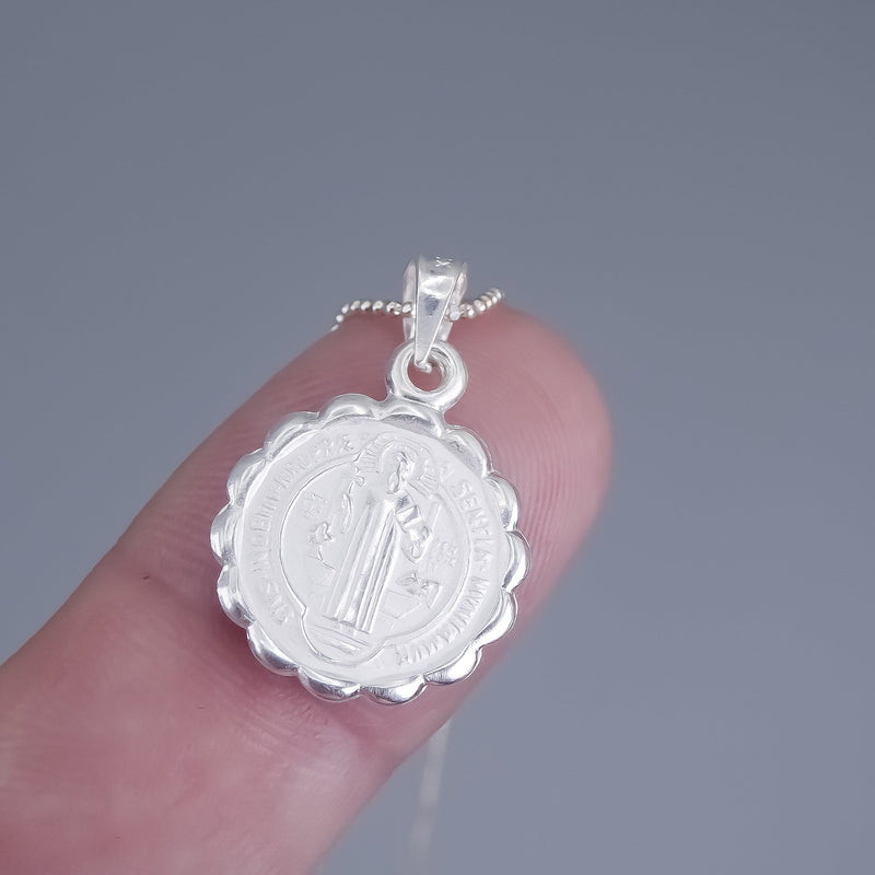 Silver St Benedict Medal Verona Necklace - Guadalupe Gifts