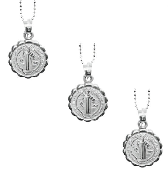 Silver St Benedict Medal Verona Necklace - Guadalupe Gifts