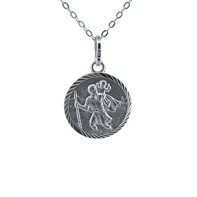 Silver St Christopher Medal Necklace - Guadalupe Gifts