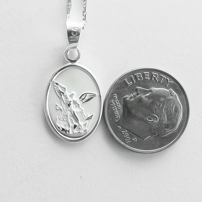Silver St Michael's Necklace Chain - A beautiful and Unique Pendant with Handcrafted Carvings. - Guadalupe Gifts