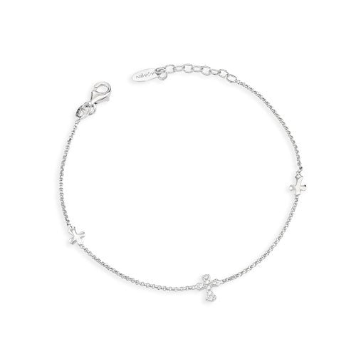 Silver Three Cross Bracelet w/ Zirconias - Guadalupe Gifts