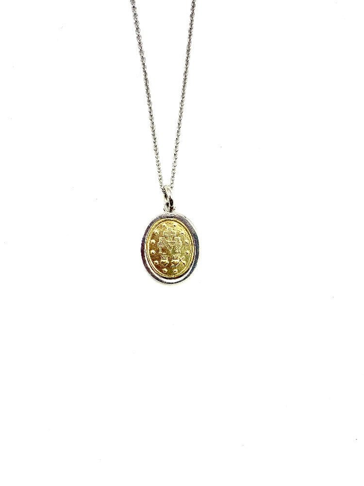 Silver Two-Tone Miraculous Medal Necklace - Guadalupe Gifts