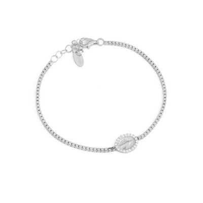 Silver Virgin Mary Tennis Bracelet w/ Zirconias - Guadalupe Gifts