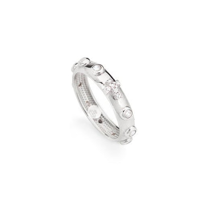 Silver White Cubic CZ Rosary Ring - Guadalupe Gifts