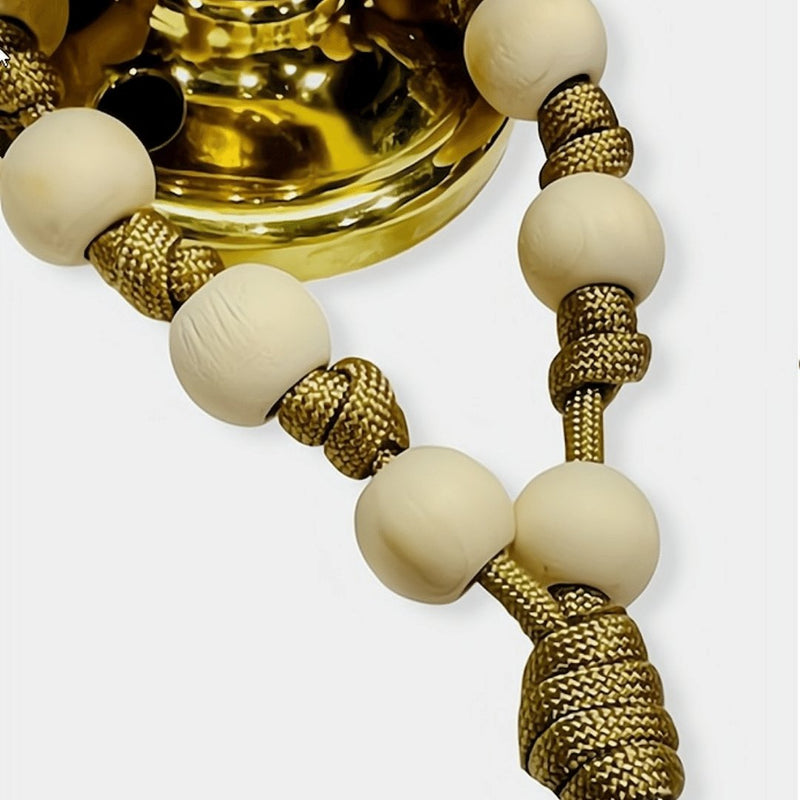 St Benedict Bead & Paracord Door Rosary, Natural Wood Beads 14" - Guadalupe Gifts
