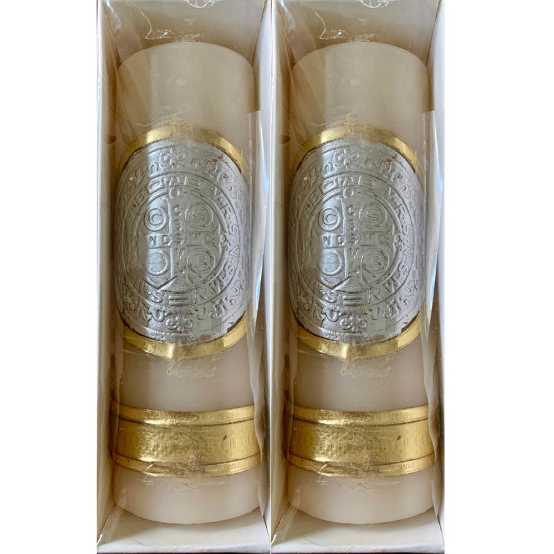 St. Benedict Medal Candle | Tienda Basilica Guadalupe Mexico 6.5" - Guadalupe Gifts