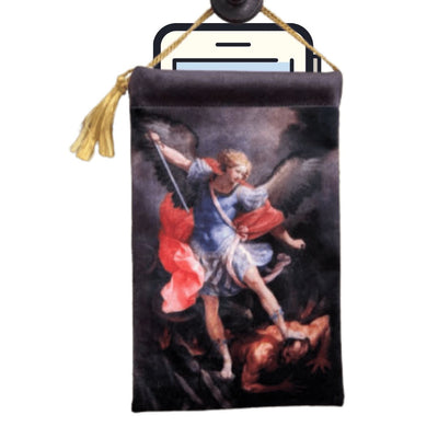 St Michael the Archangel Phone Pouch 9" x 5" - Guadalupe Gifts