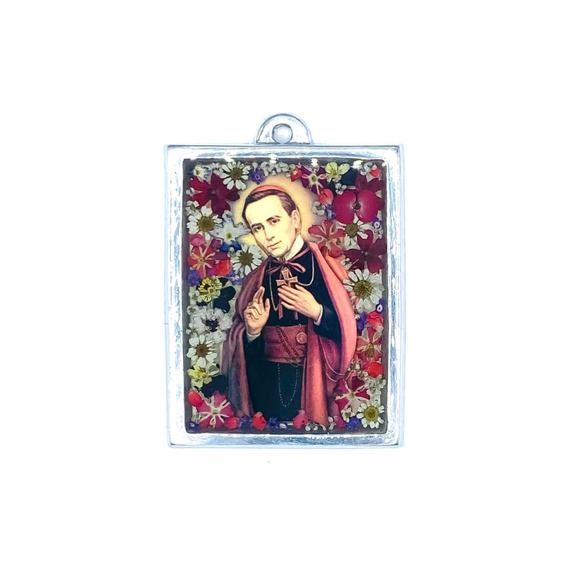 St Paul Neumann Wall Frame w/ Pressed Flowers 4.5" x 3.25" - Guadalupe Gifts