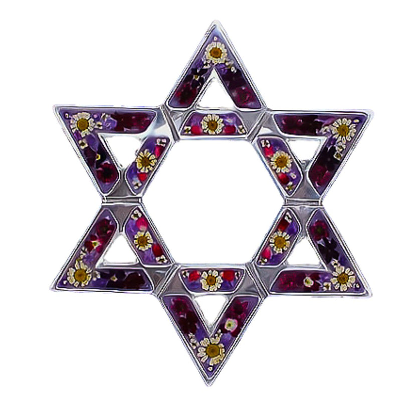 Star of David Ornament w/ Pressed Flowers 6.2" x 6.2" - Guadalupe Gifts