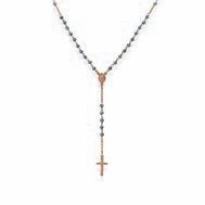 Sterling silver Rosary classic necklace petroleum blue iridescent crystals - Rose - Guadalupe Gifts