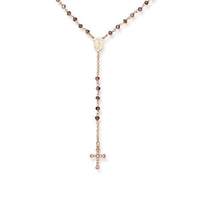 Sterling silver Rosary classic purple crystals Cross pav- rose - Guadalupe Gifts