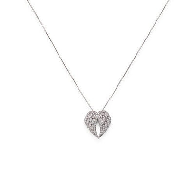 Sterling silver Wing necklace white cubic zirconia - Guadalupe Gifts